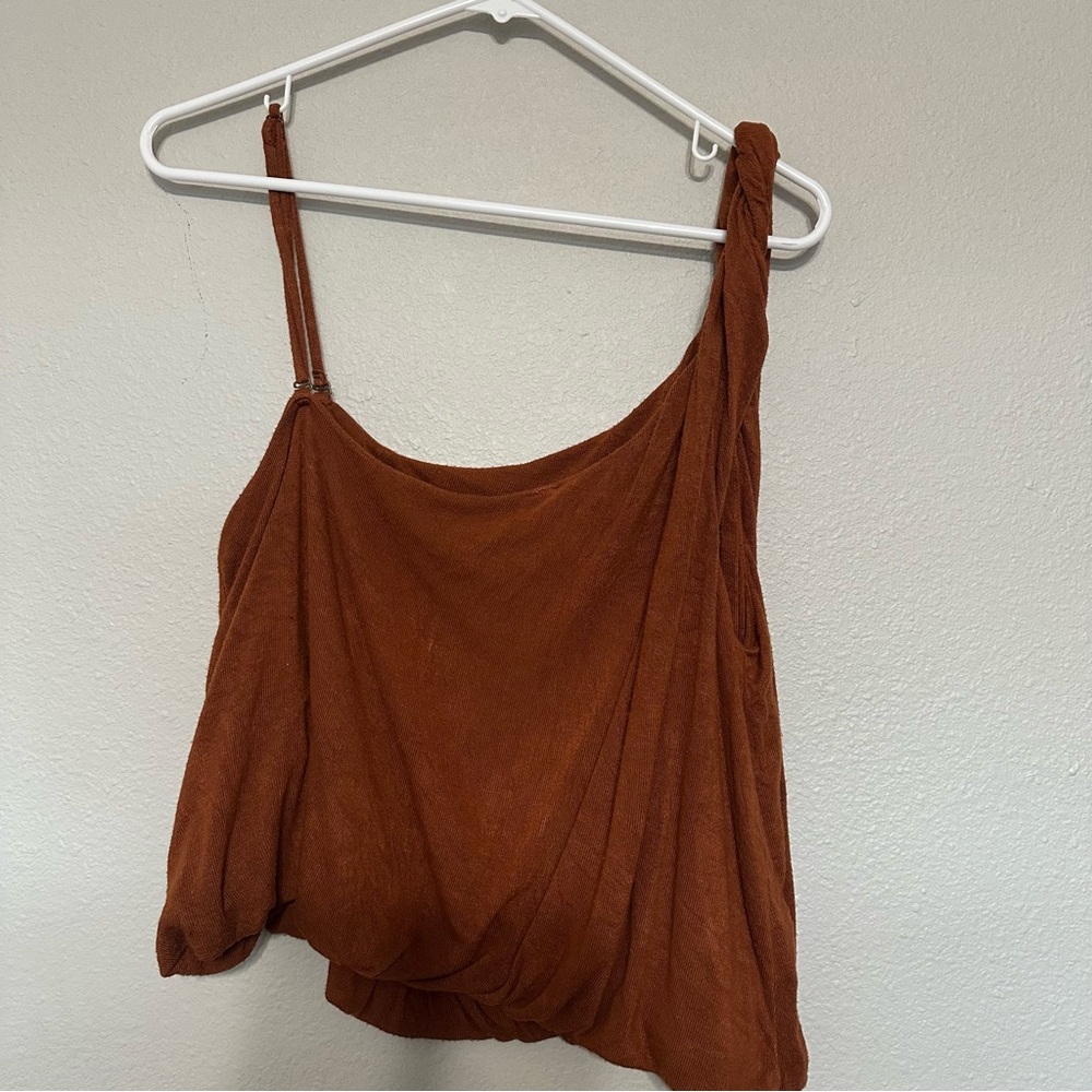Free People Rust Brown Bubble Crop Top with removable strap Size L - Picture 4 of 4